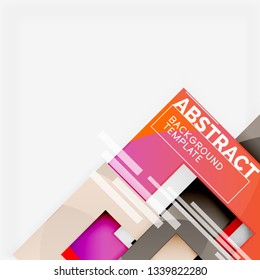 Color square composition with text. Geometric abstract background. Vector illustration