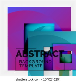 Color square composition with text. Geometric abstract background. Vector illustration