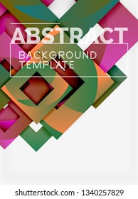 Color square composition with text. Geometric abstract background. Vector illustration