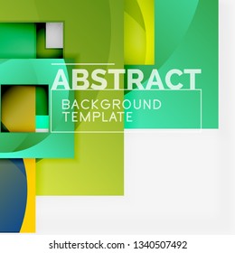 Color square composition with text. Geometric abstract background. Vector illustration