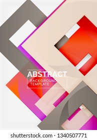 Color square composition with text. Geometric abstract background. Vector illustration