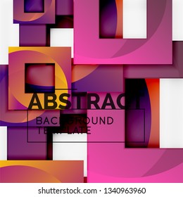 Color square composition with text. Geometric abstract background. Vector illustration