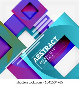 Color square composition with text. Geometric abstract background. Vector illustration