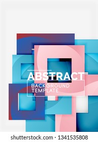 Color square composition with text. Geometric abstract background. Vector illustration