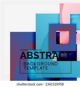 Color square composition with text. Geometric abstract background. Vector illustration