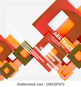 Farbquadrat Zusammensetzung mit Text. Geometrischer abstrakter Hintergrund. Vektorgrafik
