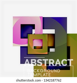 Color square composition with text. Geometric abstract background. Vector illustration