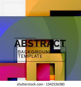 Color square composition with text. Geometric abstract background. Vector illustration