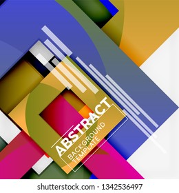 Color square composition with text. Geometric abstract background. Vector illustration