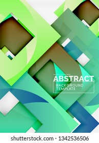 Color square composition with text. Geometric abstract background. Vector illustration