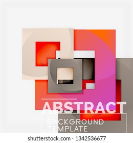 Farbquadrat Zusammensetzung mit Text. Geometrischer abstrakter Hintergrund. Vektorgrafik