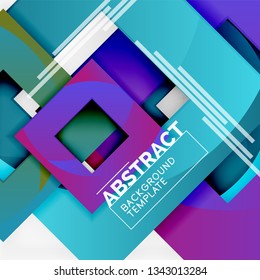 Color square composition with text. Geometric abstract background. Vector illustration