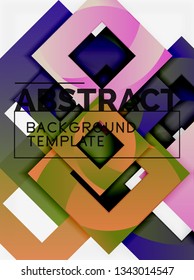 Color square composition with text. Geometric abstract background. Vector illustration