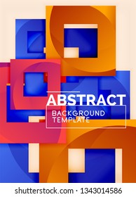 Color square composition with text. Geometric abstract background. Vector illustration