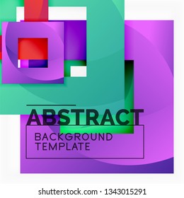 Color square composition with text. Geometric abstract background. Vector illustration