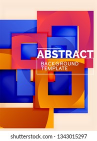 Composición cuadrada de color con texto. Fondo abstracto geométrico. Ilustración del vector