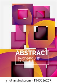 Color square composition with text. Geometric abstract background. Vector illustration