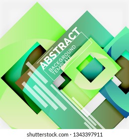 Color square composition with text. Geometric abstract background. Vector illustration