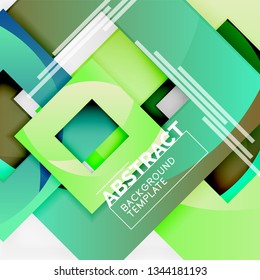 Color square composition with text. Geometric abstract background. Vector illustration