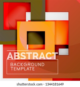 Color square composition with text. Geometric abstract background. Vector illustration