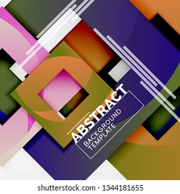 Color square composition with text. Geometric abstract background. Vector illustration