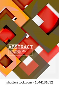 Color square composition with text. Geometric abstract background. Vector illustration
