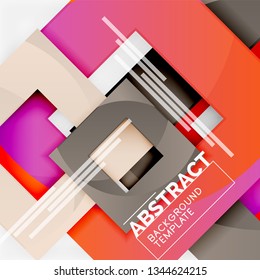 Color square composition with text. Geometric abstract background. Vector illustration