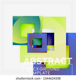 Color square composition with text. Geometric abstract background. Vector illustration