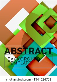 Color square composition with text. Geometric abstract background. Vector illustration