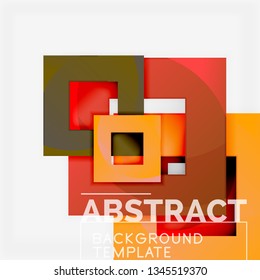 Color square composition with text. Geometric abstract background. Vector illustration