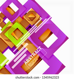 Color square composition with text. Geometric abstract background. Vector illustration