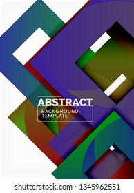 Farbquadrat Zusammensetzung mit Text. Geometrischer abstrakter Hintergrund. Vektorgrafik