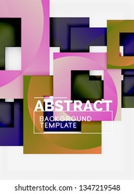 Color square composition with text. Geometric abstract background. Vector illustration