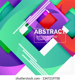 Composición cuadrada de color con texto. Fondo abstracto geométrico. Ilustración del vector