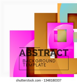 Color square composition with text. Geometric abstract background. Vector illustration