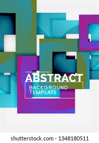 Color square composition with text. Geometric abstract background. Vector illustration