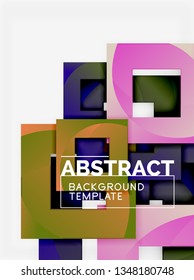 Color square composition with text. Geometric abstract background. Vector illustration