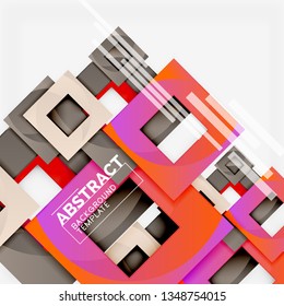 Color square composition with text. Geometric abstract background. Vector illustration