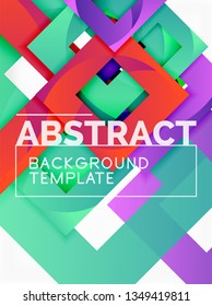 Color square composition with text. Geometric abstract background. Vector illustration