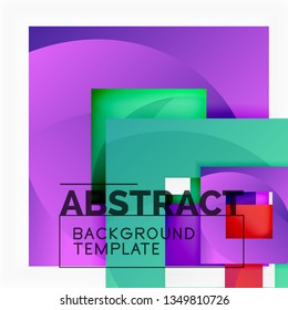 Color square composition with text. Geometric abstract background. Vector illustration