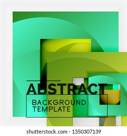 Color square composition with text. Geometric abstract background. Vector illustration