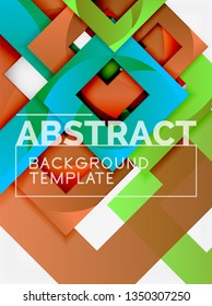 Composição quadrada colorida com texto. Fundo geométrico abstrato. Ilustração vetorial