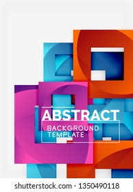Color square composition with text. Geometric abstract background. Vector illustration