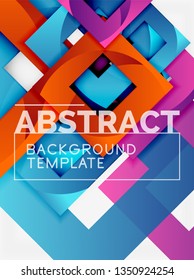 Color square composition with text. Geometric abstract background. Vector illustration