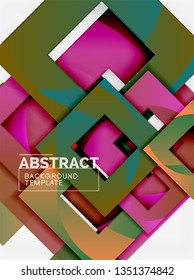 Composición cuadrada de color con texto. Fondo abstracto geométrico. Ilustración del vector