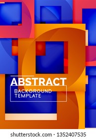 Color square composition with text. Geometric abstract background. Vector illustration
