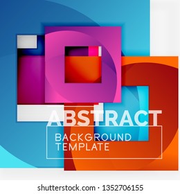 Color square composition with text. Geometric abstract background. Vector illustration