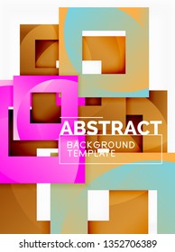 Color square composition with text. Geometric abstract background. Vector illustration