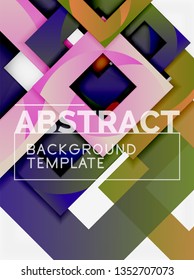 Color square composition with text. Geometric abstract background. Vector illustration