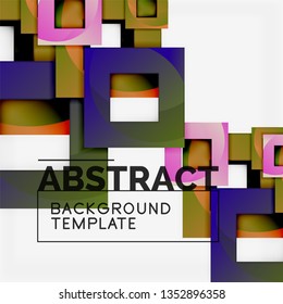 Color square composition with text. Geometric abstract background. Vector illustration